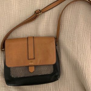 Fossil Kinley crossbody bag in two tone leather
